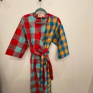 Mara Hoffman Anya Wrap Dress Plaid Midi
